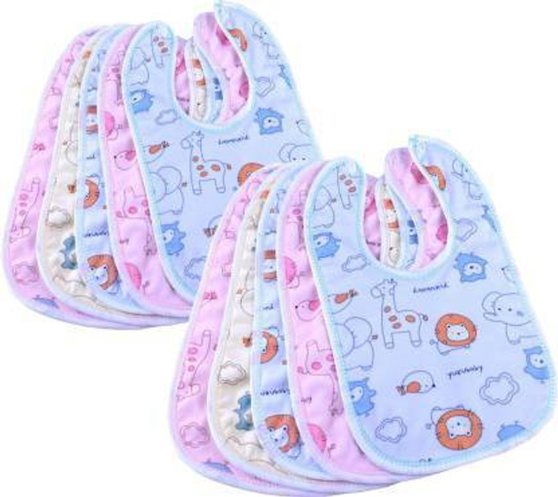 FIRST TREND Water Resistant, Fast Dry Cotton bibs Multicolor ( Pack of 10 )(Multicolor)