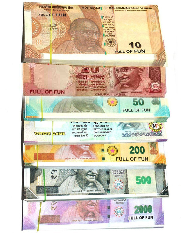VK MART Dummy learning games & activities Soft Laminated Good Quality Notes Fake Notes Gag Toy(Multicolor)