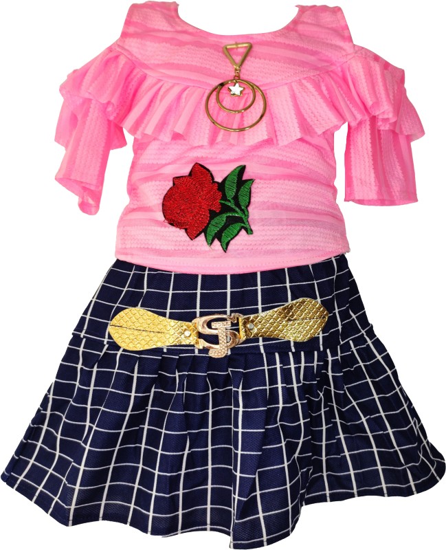 NEW GEN Girls Midi/Knee Length Party Dress(Pink, Half Sleeve)