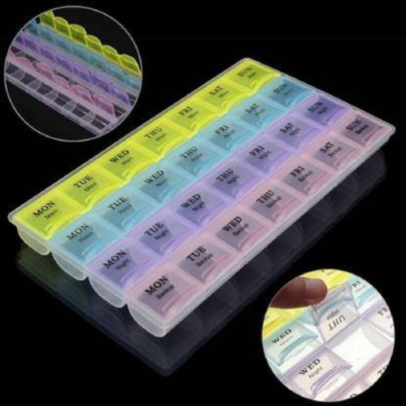 positive vibes 3-times x 7-days MONDAY to SUNDAY (Morning-Noon-Night) Medicine Pill organizer, 21 Compartment Pill Box(Multicolor)