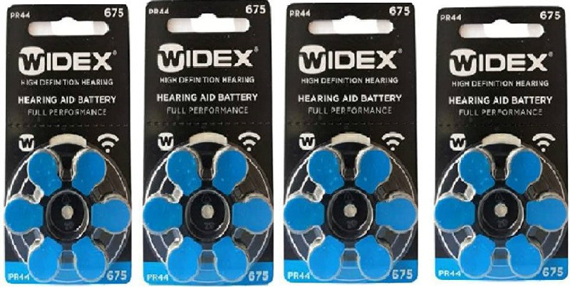 Widex hearing aid battery Size 675 (4 Packets= 24Batteries) hearing aid battery Size 675-08 Stethoscope Case(Blue)