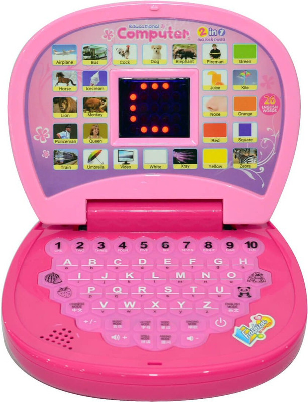 Julien educational laptop notebook computer learning toy with 26 english words pink(Multicolor)