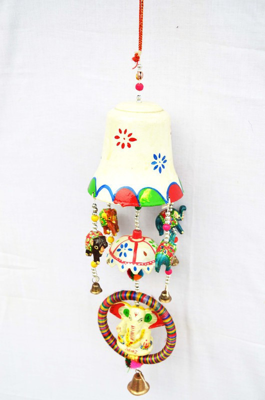 Raj Shai Craft big bell chhatra ganesh ring full door,wall hanging for home ,tample,event decoration (paper mache) Decorative Showpiece - 45 cm(Paper Mache, Multicolor)