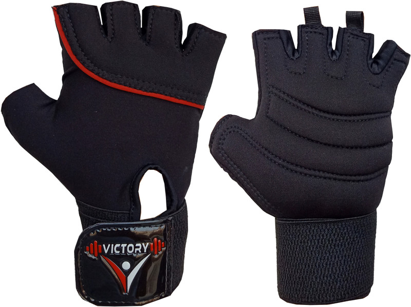 VICTORY India Best Skin Fit Gym Glove ( Made in India ) Gym & Fitness Gloves(Black)