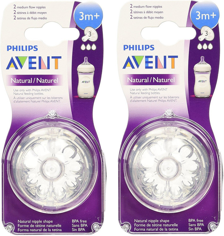 Philips Avent Natural Nipple Combo 3m+ Medium Flow Nipple(Pack of 2 Nipples)