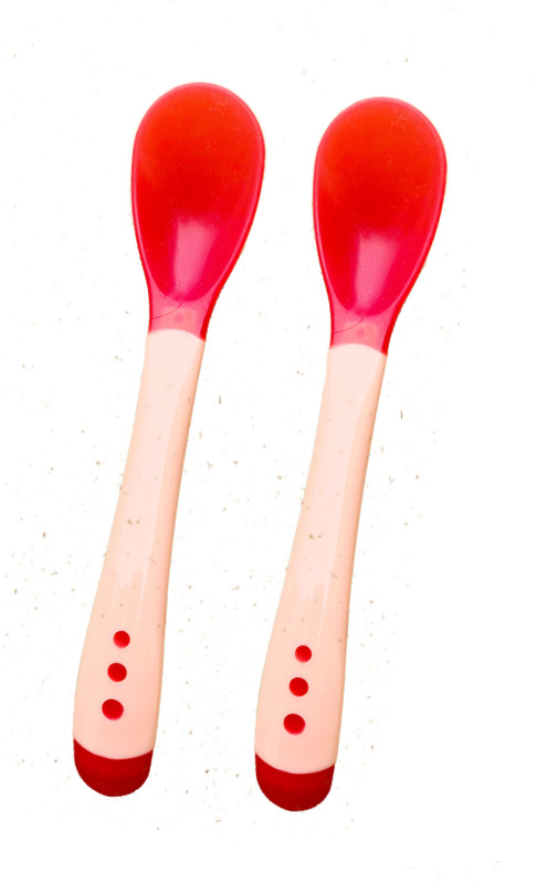 The Little Lookers Silicone Tip Heat Sensitive Silicone Spoons | Temperature Sensing Spoons | Spoon Set - Pack of 2 (Red)  - Silicone(Red)