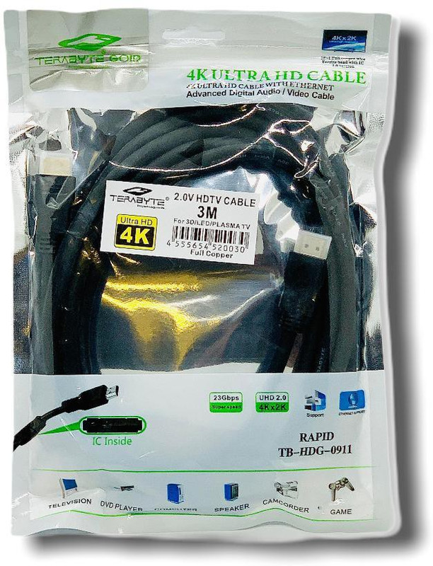 TERABYTE HDMI Cable 3 m TB-HDG-0911(Compatible with 3D/ LED / PLASMA TV / COMPUTER/ PLAYSTATION, Black, One Cable)