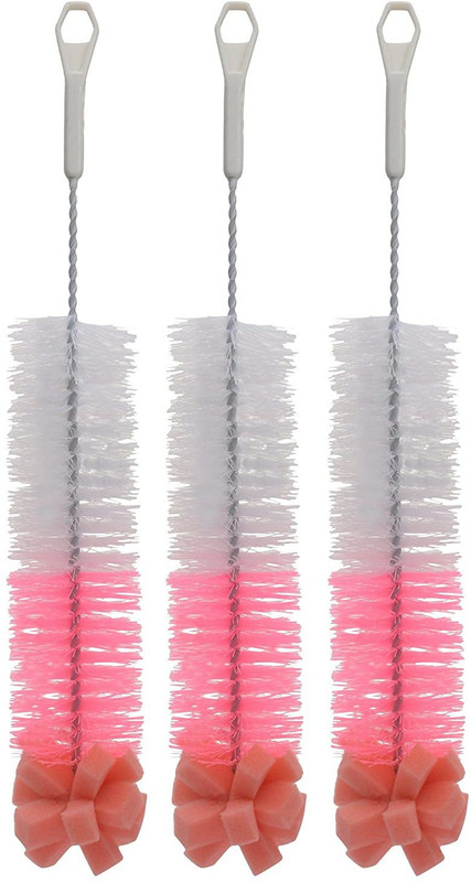 zilleria cleaning brush for cleaning glass and water bottle cleaner washer tool nylon brush(White, Red)