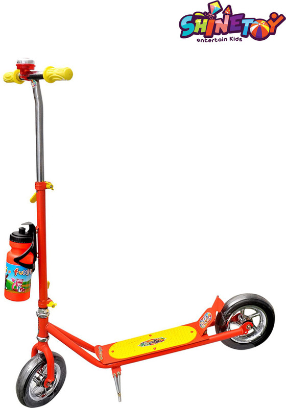 shinetoy Entertain Kids Height Adjustable Scooter Runner Ride-on with Heavy Wheels and Water Bottle Red(Red)