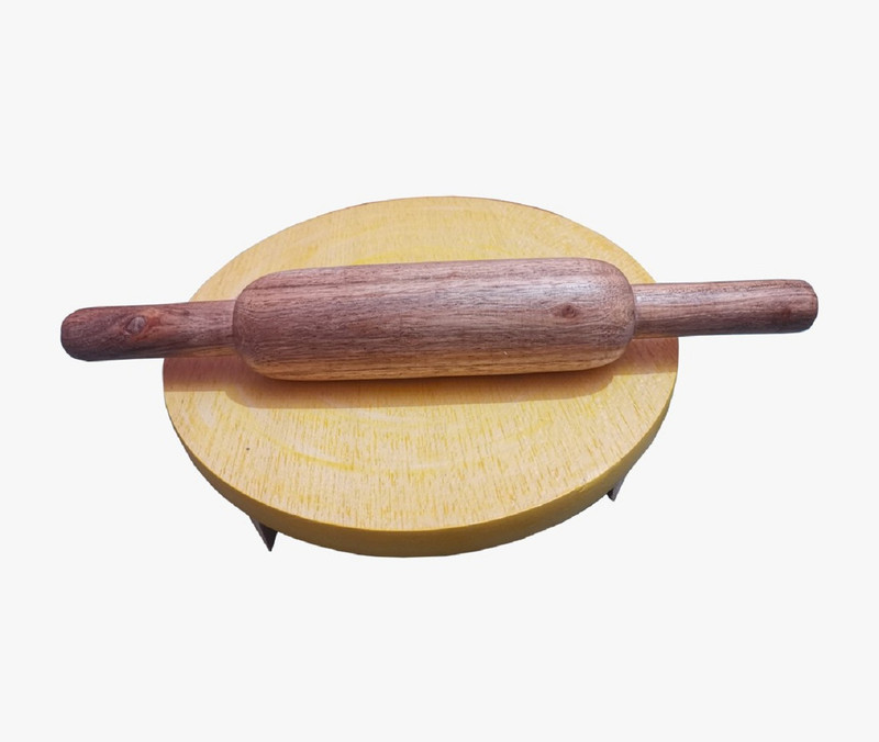 Paacchi Wooden Roti Roller/Chakla Belan/Rolling Pin Boad/Roti Maker/Phulka Maker set, Chakla-9 Inch, Belan-12 Inch Rolling Pin & Board(Brown, Pack of 2)