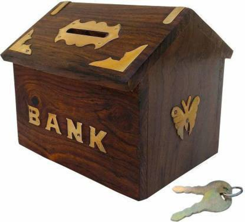 BANASAR Decorative Money Bank Hut Shape Brown ,Piggy Bank,Gullak For Kids