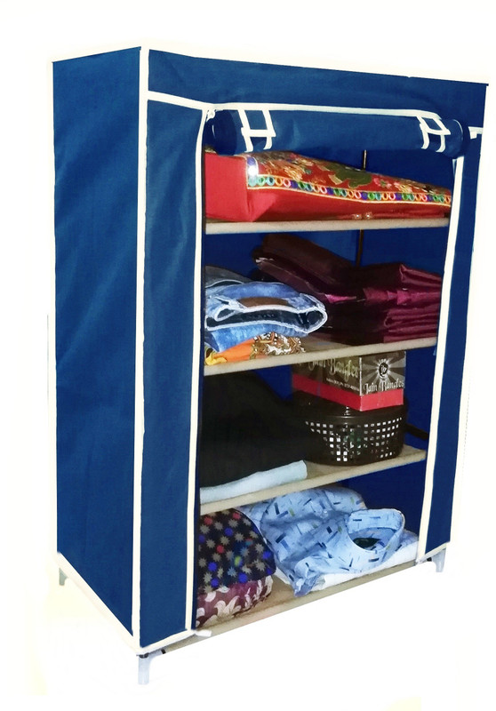 CMerchants STORAGE WARDROBE-S8 PP (Polypropylene) Collapsible Wardrobe(Finish Color - Blue, DIY(Do-It-Yourself))