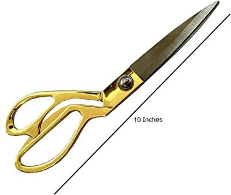 anjanaware Exclusive High Quality Stainless Steel Tailoring Scissor with Brass Finish Handle cloth cutting,kitchen use, Brass 10 inc Scissors Scissors(Set of 1, Gold)