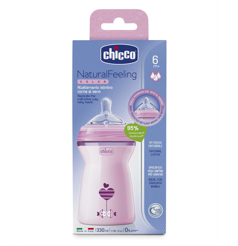 Chicco Naturalfeeling Fbottle 6M+ 330Ml Pinkcol - 330 ml(Pink)