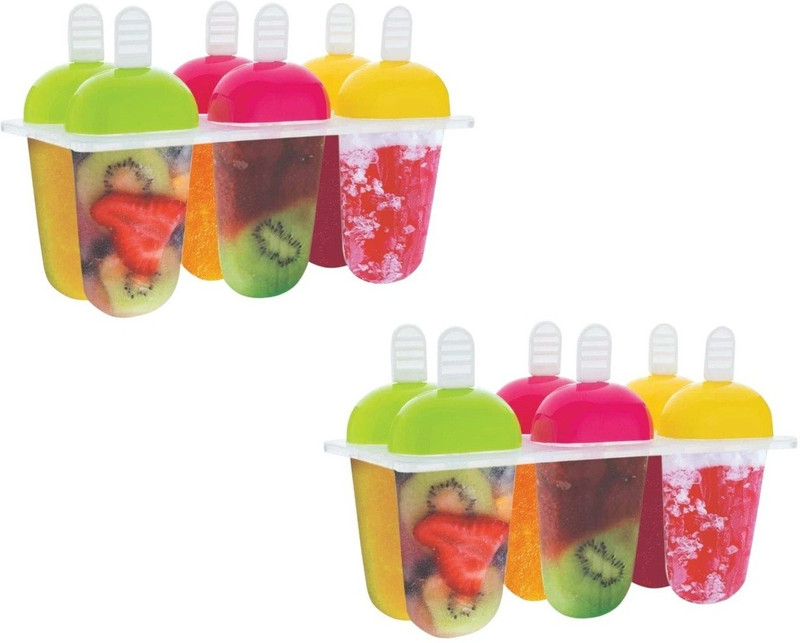 NavneetPriya i Maker Mould, Candy Mould, Popsicle Moulds, Ice Candy Maker, Plastic Frozen Ice Cream Mould Tray of 6 Candy with Reusable Stick (Kulfi Maker) Multicolor Plastic Ice Cube Tray (Pack of1) Steel Plastic Ice Cube Tray(Pack of6)
