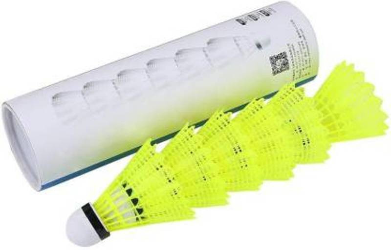 Spocco Stable Windproof Nylon Plastic Badminton Shuttlecock (Medium Slow, 76,Pack of 6) Nylon Shuttle - Yellow(Medium Slow, 76, Pack of 6)