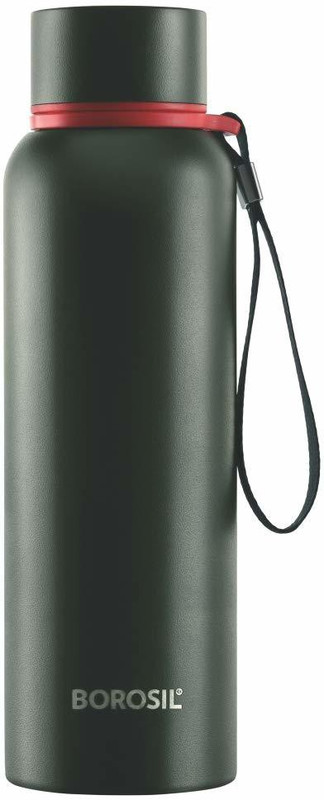 BOROSIL Trek Vacuum Insulated Water Bottle 22 hrs hot n 24 hrs Cold 700 ml Steel Flask(Pack of 1, Green)