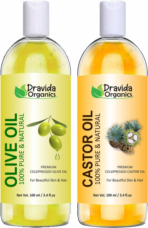 Dravida Organics 100% Pure Olive Oil and Castor Oil Hair Oil(200 ml)
