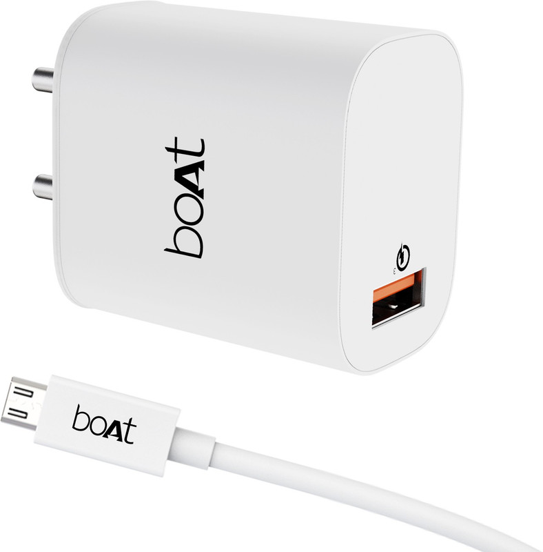 boAt 18W Power WCD QC3A Charger combo (Type C )(White, Cable Included)