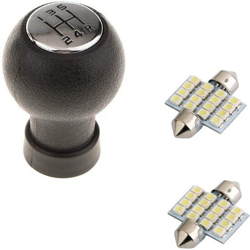 Uniqon 1 X Rubber Gear Knob, 2 X Roof Dome Map Bulb Light Combo