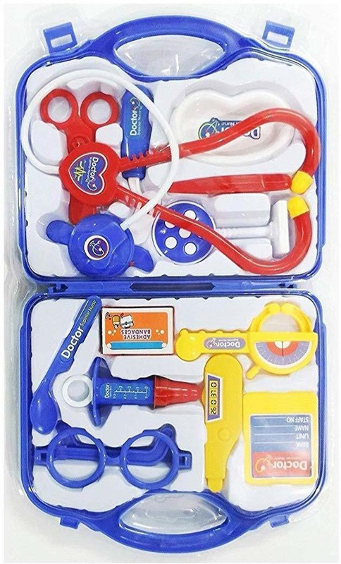 BVM GROUP Doctor Plastic Playset Kit with Foldable Suitcase, Compact Medical Accessories Toy Set Pretend Play Kit for kids,indoor game (Random Selection)