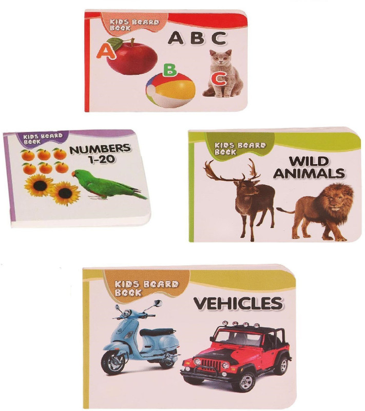 HOMESHOPEEZ Pocket Kids Board Book Alphabet, Numbers, Wild Animal, Vehicle(Multicolor)