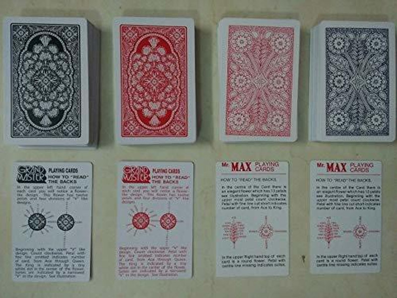 R.s.Magic Tricks Spy Marked Magic Playing Cards for Flash (Grand Master, Red and Black) - Pack of 4 Deck Card Magic Gag Toy(Red & Black)