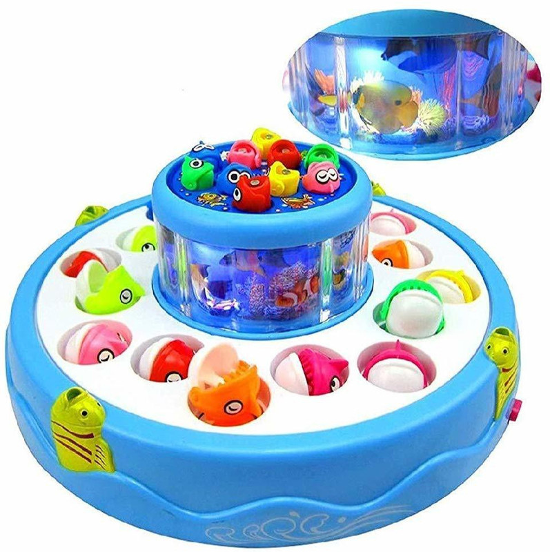 Shopjamke Advanced Deluxe Super Fishing Game Toy Set | Rotating Boards with Two Fish Pools | Premium Version Fishing Set | Quiet Play Option for Parents for Toddlers and Kids (Multicolor)(Multicolor)