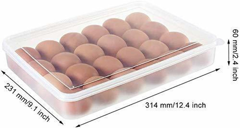 HBD SALES 24 Egg Storage Box With Lid for Fridge | Egg Storage Basket | Plastic Egg Container | Egg Holder & Egg Tray for Fridge | Refrigerator Egg Storage Tray Box Container for Home, Kitchen, Travel, Camping, Picnic (White- 1 piece) Plastic Egg Separator(White, Pack of 1)