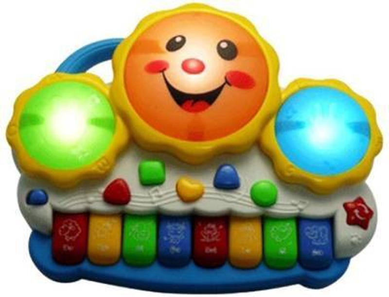 AS TRADERS Drum Keyboard Piano Musical Toys with Flashing Lights Animal Sounds Song_06(Multicolor)