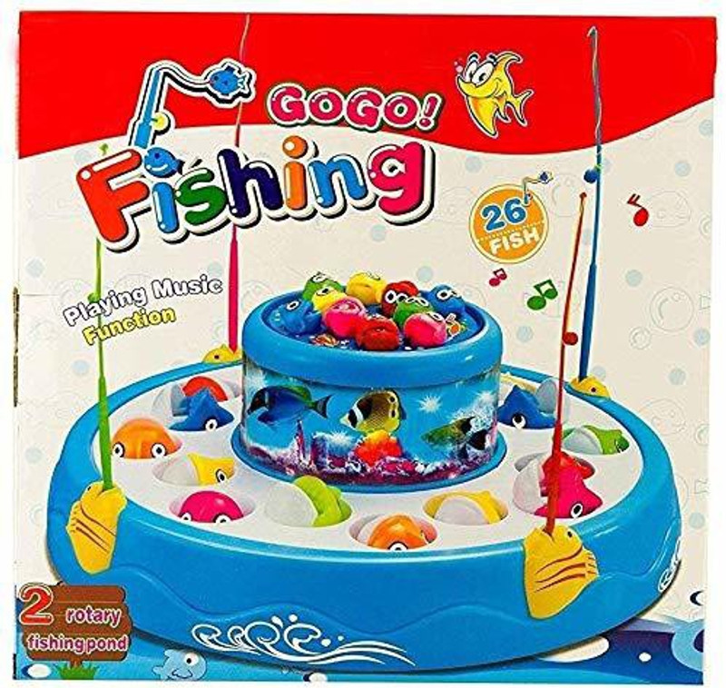 Toyvala Fish Catching Game Big with 26 Fishes and 4 Pods With Music & Lights53(Multicolor)