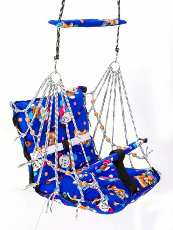 VVJ ENTERPRISE New Cotton Baby Swing for Kids Baby's Children Folding and Washable 1-3 Years with Safety Belt Home Garden Jhula for Babies for Indoor Outdoor Swings Bouncer(Multicolor)