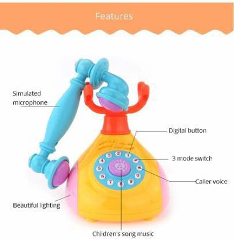 UNIQUE IONS Kids Retro Style Landline Telephone Musical Phone Toy(Multicolor)