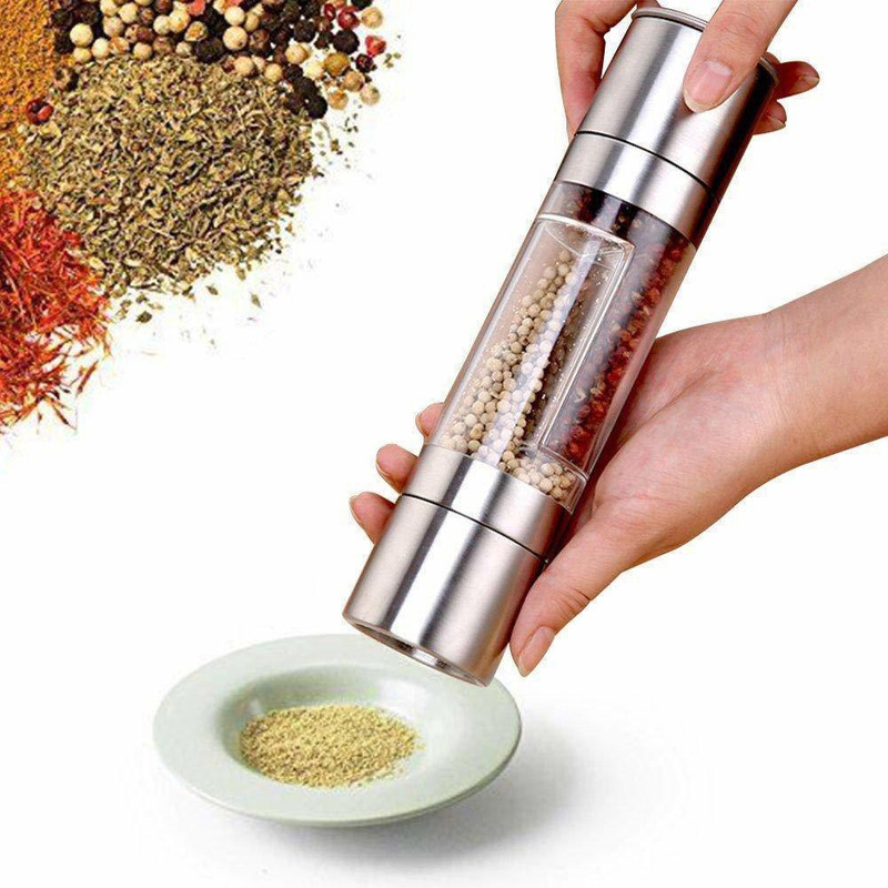 COSKIRA Manual Spice Salt and Pepper Mill, Kitchen Accessories Cooking Tool Salt Saving Stainless Steel, Glass, Stainless Steel Burr Mill(Clear, Silver, Pack of 1)