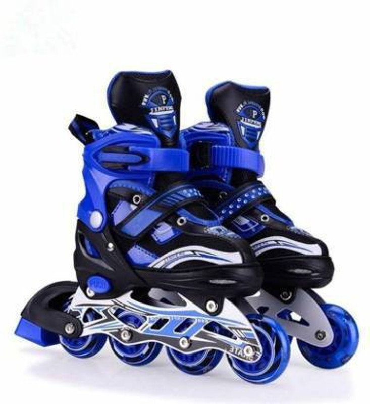 DD perfect Inline heavy material shoe skate with Led light for boys and girls In-line Adults Size  6 UK - 9 UK(Adjustable, Intermediate, Black)