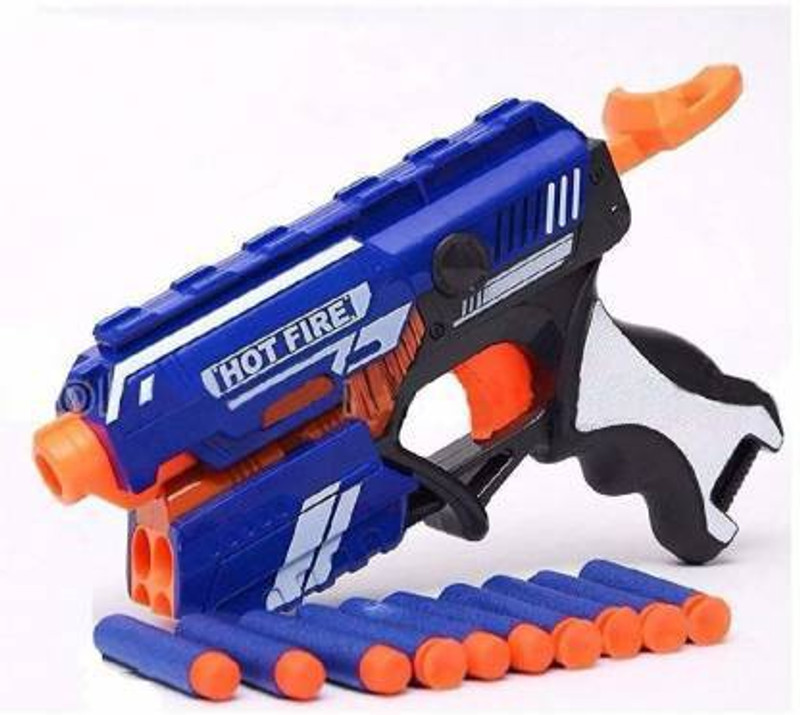 QOLARIS Blaze Storm Soft Bullets Gun Toy for Kids Gun with 5 Foam Bullets & 5 Suction Dart Bullets for Kids (10 Bullets) (10 Bullet Gun) Guns & Darts(Blue, Orange)