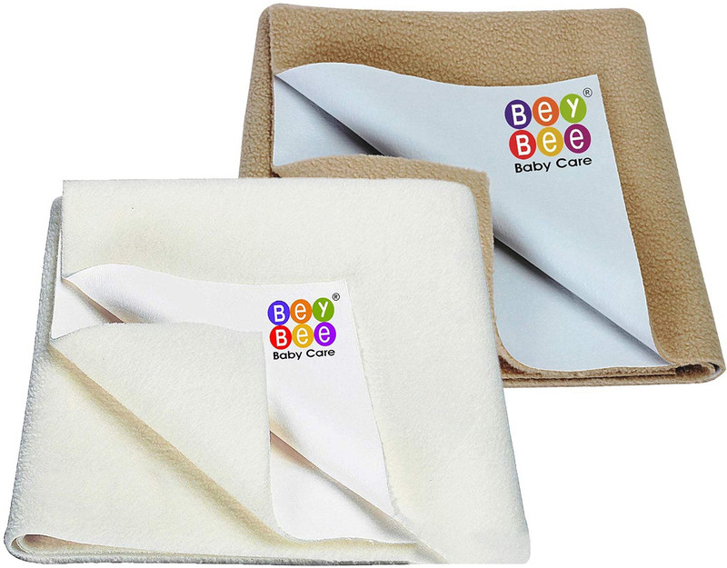 BeyBee Cotton Baby Bed Protecting Mat(Ivory + Beige, Pack of 2, Large)