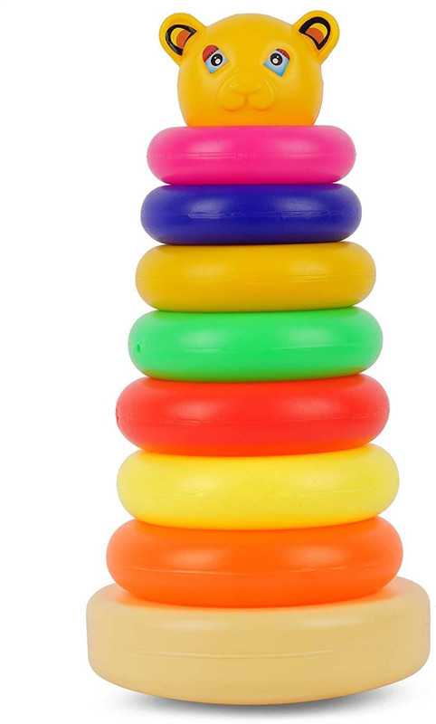 MINIKIDZ Plastic Original Rock-a-Stack,Multicolor, Classic Stacking Toy with 7 Colorful Rings to Grasp, Shake, and Stack! (Multicolor)(Multicolor)