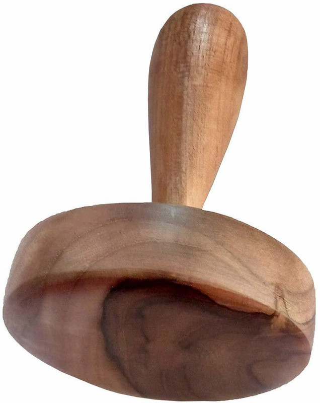 NOHUNT Wooden Hand Masher and Paratha Sekni (Dal/Lassi Ghotni)/Wooden Handmade Non-Stick Potato/Vegetable/Pav Bhaji Masher (Brown) - 1 Pc Wooden Masher Wood Masher
