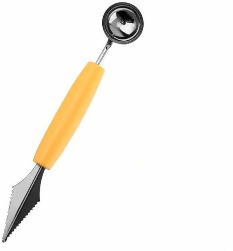 UNI FASHION 2 in 1 Melon Baller, Stainless Steel Multifunctional Dig Scoop with Fruit Carving Knife Kitchen Scoop