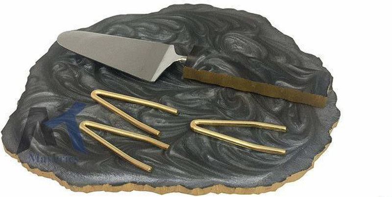 Maverics Resin Cake Stand with Cake Server Made With Stainless Steel (Grey) Stainless Steel Cake Server(Grey, Pack of 1)