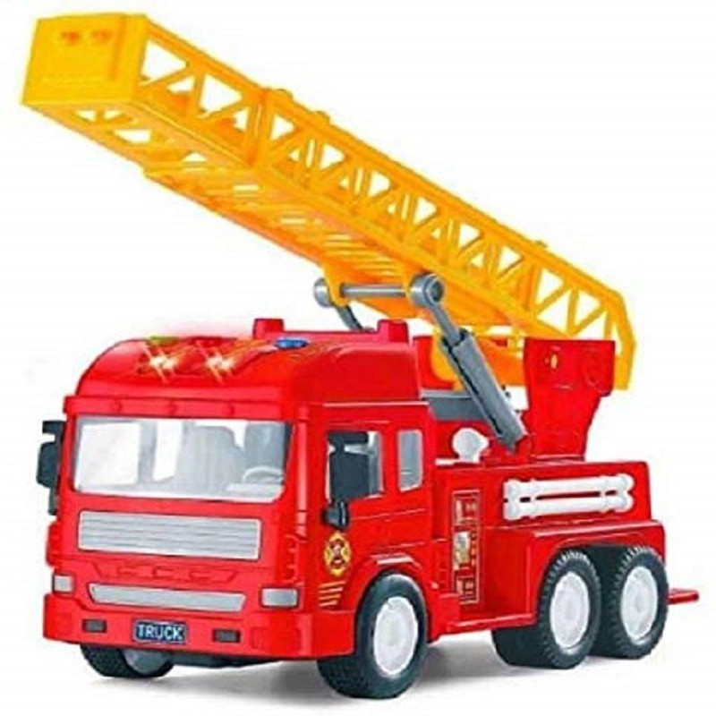 KTRS Pull Back Vehicles Fire Rescue Truck, Friction Power Toy Trucks for 3+ Years Old Boys and Girls, Light & Sound Toy for Kids.(Red, Blue)