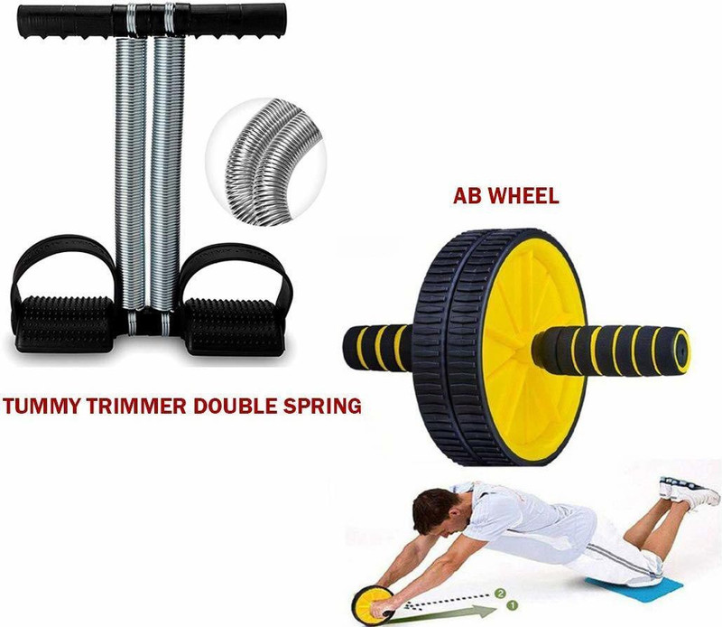 Mayank Interprises Fitness Equipment Combo Pack Tummy Trimmer + Ab Wheel Roller / Multicolour Ab Exerciser(Multicolor)