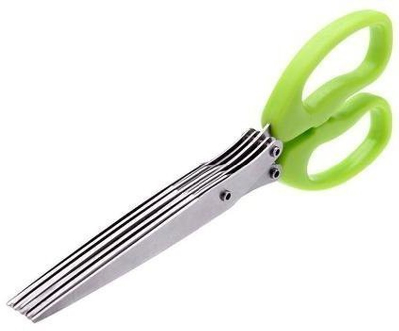 ultimate shopping network Shredding Scissors with Cleaning Comb/Multi-Function 5 Blade Stainless Steel Herbs Scissor(Green, Steel, Pack of 1)