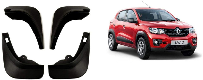 Grownshine Front Mud Guard, Rear Mud Guard For Renault Kwid 2018(Black)