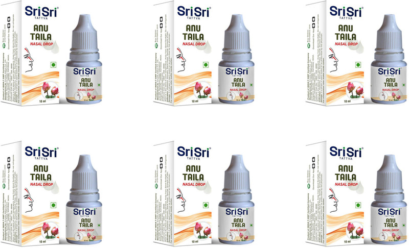 Sri Sri Tattva Anu Taila Each 10 ml (Pack of 6) Manual Nasal Aspirator(White)