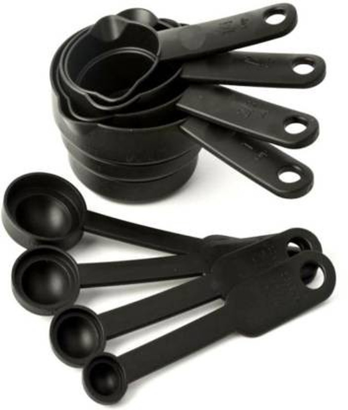 AKHI Measuring Cups And spoon Measuring Cup Set (0.5 L)1/2 Cup, 1/4 Cup, 2/3 Cup, 3/4 Cup, 1 Cup, 2 Cup Graduations Plastic Measuring Spoon Set(Pack of 8)