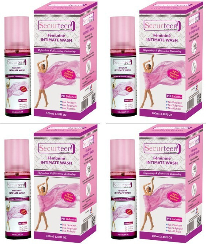 Securteen feminine Intimate Wash 100 ml Intimate Wash(400 ml, Pack of 4)