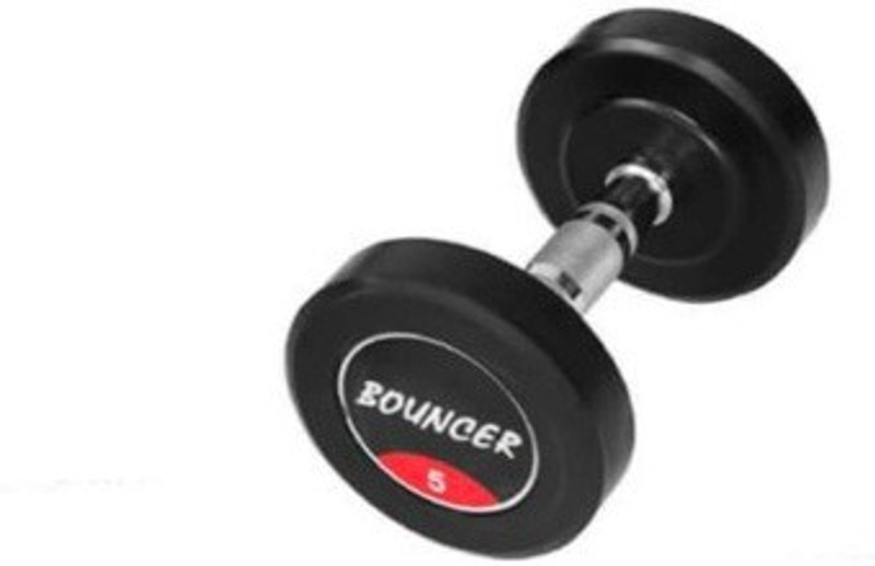 Bhatia Sports Rubber Dumbbell 1Pcs of 5Kg Single Rubber Dumbbell Fixed Weight Dumbbell(5 kg)