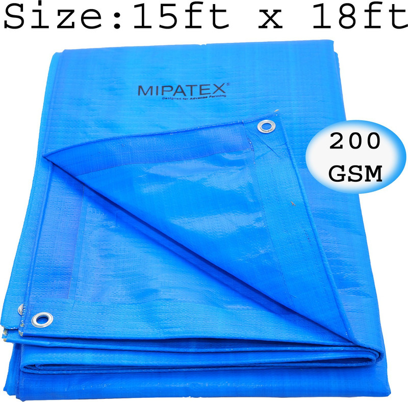 Mipatex Tarpaulin Sheet Waterproof Heavy Duty 15ft x 18ft, 150 GSM Plastic Cover (Blue) Tent - For Multipurpose Plastic Cover(Blue)